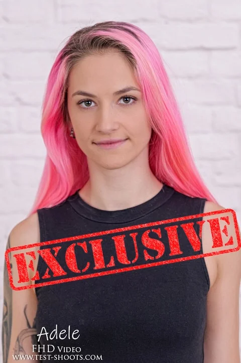Nude video casting with long pink haired girl Adele